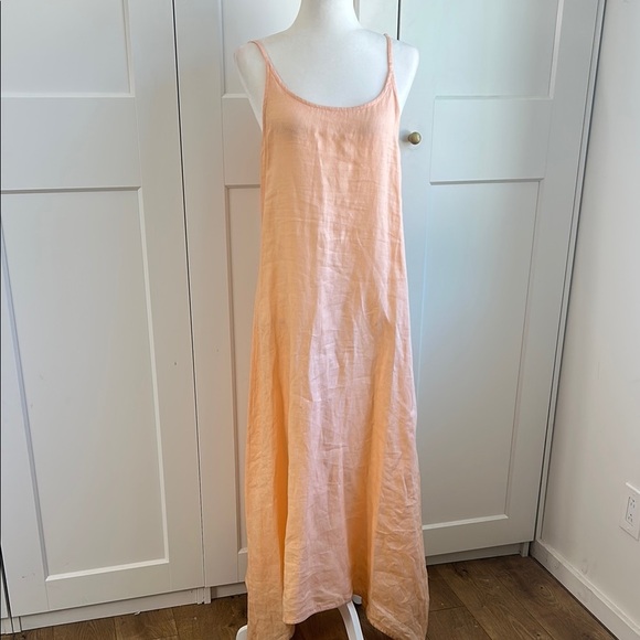 Onia Peach Linen Maxi Dress | M - Picture 1 of 6